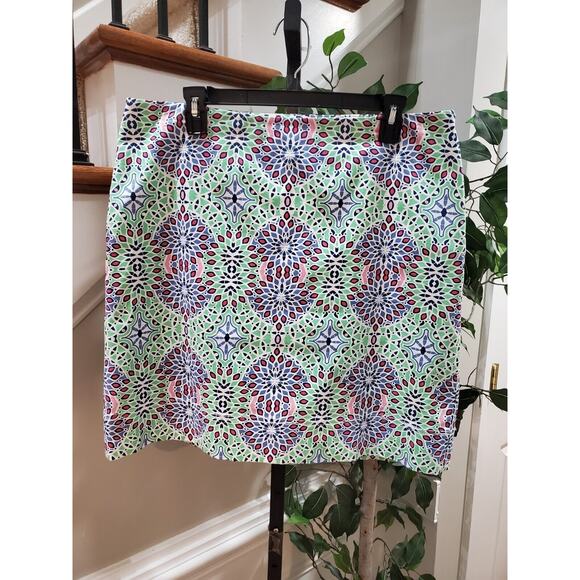 Talbots Womens Multicolor Kaleidoscope Print Cotton Side Zip Mini Skirt Size 14P - Picture 8 of 8